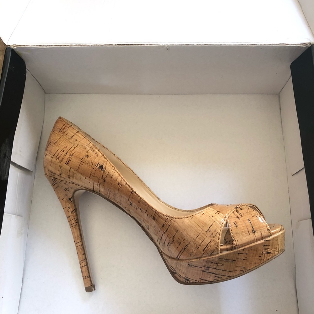 INC peep toe platform heels